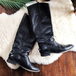 Frye • Tall Black Leather Riding Boots